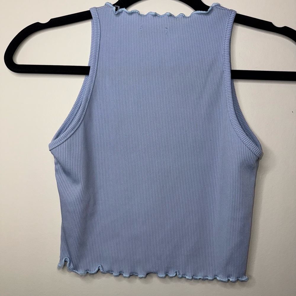 🖤PrettyLittleThing Sky Blue Ribbed Tank Top - Picture 6 of 6